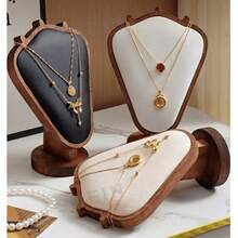 1 pc Stand Pajangan Kalung Kayu Solid Minimalis, Tampilan 3D + Penyimpanan Eksklusif, Pengatur Perhiasan Rumah, Elegan & Praktis - MultiWarna - View 3