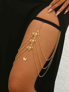 1 buah Kalung Kaki Kupu-kupu Berlapis Emas, Modis, Elegan, Seksi untuk Pemakaian Sehari-hari, Hadiah Festival Serbaguna (Buatan Tangan, Toleransi 1-3cm) - beraneka warna - View 1