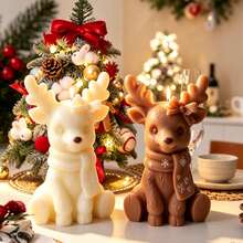 Christmas Scarf & Deer 3D Silicone Mold, Suitable For Aromatherapy Candles, Fragrance Diffuser Plaster, Handmade Soap, Resin Decor, Home Desktop Decoration, Party Setup, Craft Studio, Holiday Gift Making Tool, Easy Demolding Handmade Mold - Christmas Reindeer Silicone Mold - View 2