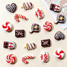 20/50/100pcs Christmas Style Chocolate Candy Cane Resin Charms, Realistic Candy Popsicle DIY Cream Glue Phone Case Hair Clip Handmade Stickers - Random Mix - Multicolor - View 4