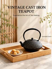 Golden Cherry Blossom Pattern Iron Kettle (850ml)
