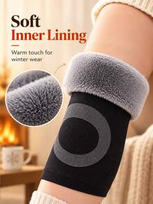 Thickened Fleece Lining Winter Knee Pads - Windproof And Cold-Resistant, Designed To Lock In Warmth. Specially Designed For Autumn/Winter Outdoor Cycling Or Sports; Inner Color Randomly Shipped. Holiday - Multicolor - View 8