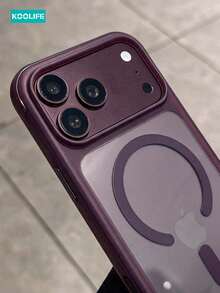 1pc Cherry Red Transparent Magnetic Phone Case, Fashion Minimalist Ins Aesthetic Niche Bold Design, Strong Magnetic Shockproof TPU+PC Protective Cover, Compatible With IPhone 18 Pro Max/18 Pro/17/17 Pro/17 Pro Max/16 Pro Max/15 Pro Max/14 Pro Max/13 Pro Max - Cherry Red - View 3