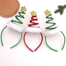 1pc/New Christmas Tree Shaped Headband Adult Party Decoration Cute Christmas Tree Headband Hair Accessory - Multicolor - View 1