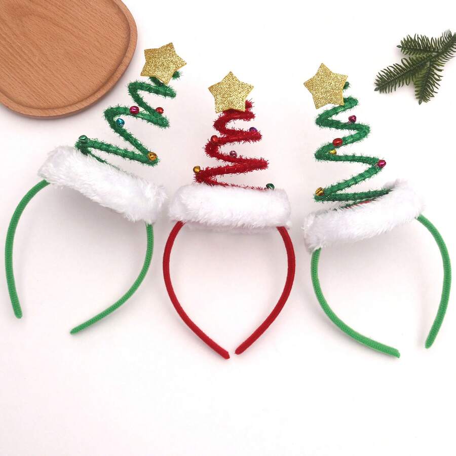 1pc/New Christmas Tree Shaped Headband Adult Party Decoration Cute Christmas Tree Headband Hair Accessory - Multicolor - View 1