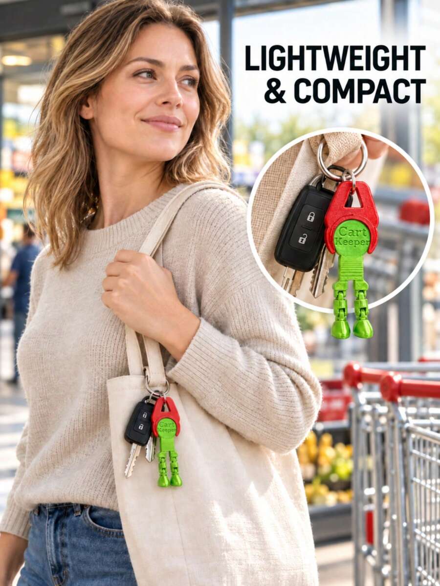 Coin-Operated Shopping Cart Lock Keychain, Novel Compact Portable Lightweight Detachable Cart Token Replacement, With Jointed Legs, Christmas Ring Pendant, Gift For Family And Friends, Suitable For Outdoor Supermarket Shopping, Handbags, Backpacks, Belt Loops, Storage Bags - Multicolor - View 1