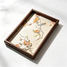 New Chinese Style Persimmon Embroidery Wooden Tray, Vintage Tea Tray, Entryway Jewelry Storage Plate, Desktop Decorative Ornament - Multicolor - View 6
