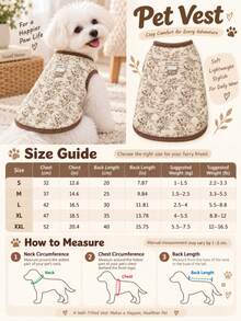 Lightweight Quilted Dog Harness Vest, Retro Floral Leaf Puppy Coat With D-Ring, Sleeveless Warm Pet Jacket With Ribbed Trim, Cute Daily Outfit For Small Dogs Maltese Poodle, For Autumn Walking & Pictures -New - Coffee Brown - View 2