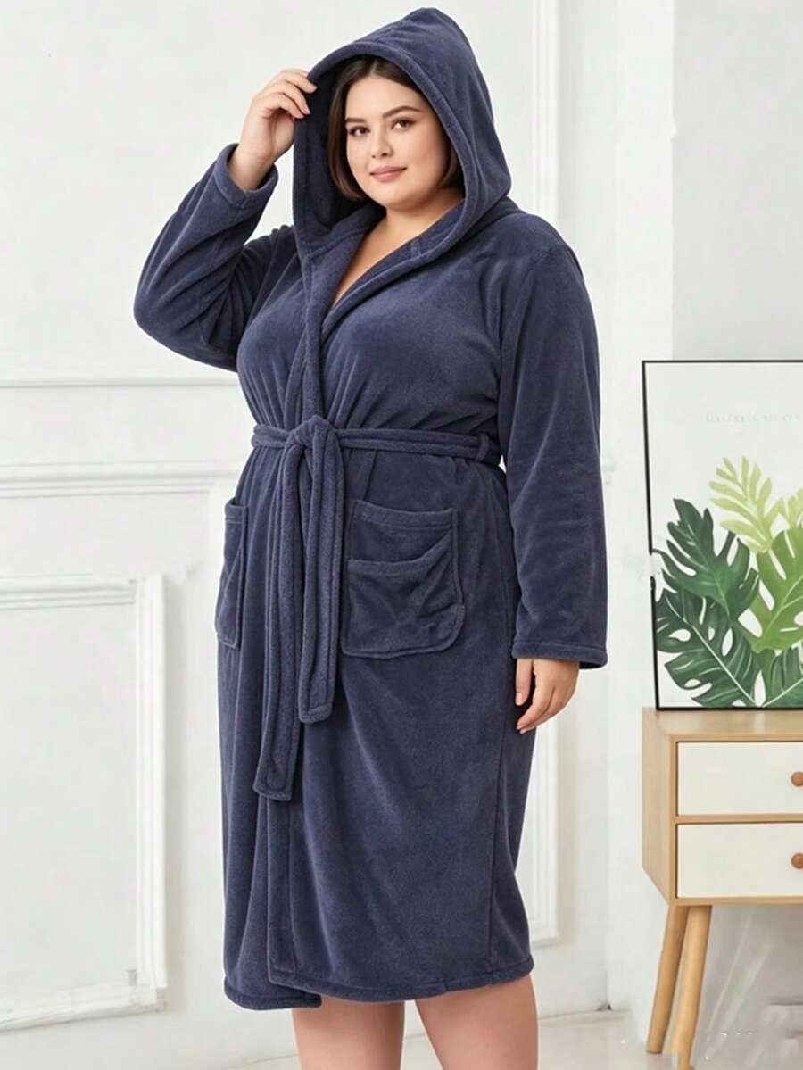 1pc Coral Fleece Bathrobe, Unisex Couple Robe, Plus Size, Long Robe, Sleepwear, Home Robe, Multi-Size Available, Bathroom, Pool, Beach, Travel, Self-Use, Gift, All Seasons