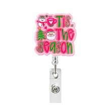 1pc Christmas Santa Claus Coffee & Pink Sauce Retractable Badge Holder Clip, Suitable For ID Cards, Doctor Badges, Nurse Badges, Teacher Name Tags And More - Multicolor - View 14