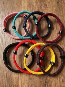 1pc Men's Nylon Braided Rope Bracelet, Simple Solid Color Woven Wristband, Suitable For Men And Women Daily Casual Outdoor Fashion Wear - Minimalist Woven Bracelet - View 5