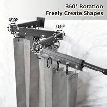 Foldable Shower Curtains Rod | 54.7 Inches 4-Fold | Wall Mount Shower Curtains Rod with 70.8in X 70.8in Shower Curtains| for Bathroom Bathtub Clothing Store - 1PC - Übersicht 4