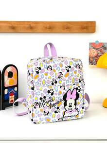Disney 1pc Minnie Mouse Patch Mini Backpack, Colorful Leopard Print School Daypack, Multi-Pocket Casual Rucksack, Suitable For Girls/Students/Teenagers/Young People/Fans, Perfect For Back To School/Daily Outings/Shopping - Multicolor - View 11