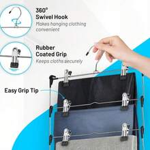 2/1pc White 4-Tier Foldable Clothes Hanger With Clips, Space-Saving Closet Storage Rack, Multi-Layer Metal Pants Rack For Skirts And Pants, Seamless Non-Slip Organizer For Multiple Underwear, Shorts, Skirts - Multicolor - View 10