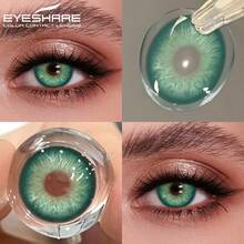 Eyeshare 2片裝綠色軟式彩色隱形眼鏡 時尚美瞳眼妝用瞳孔美化鏡片 - 綠色 - 查看 8