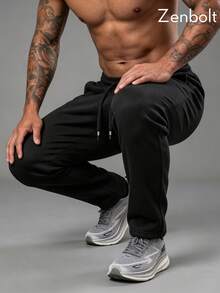 ZenBolt Winter Men's Casual Warm Fleece Track Pants,Thick Elastic Waist Drawstring Straight Leg Sweatpants Gym,Workout Pants With Secure Zipper Pocket - Black - View 4