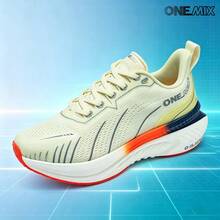 ONEMIX 2026 新款男士時尚運動休閒跑鞋，舒適吸震、輕量透氣網布慢跑鞋，馬拉松訓練健身運動鞋，戶外健行防滑男鞋，日常走路休閒男士運動鞋，氧氣空間氣泡中底科技吸震輕量彈性運動鞋，中性款 - 賓利白 - 查看 4