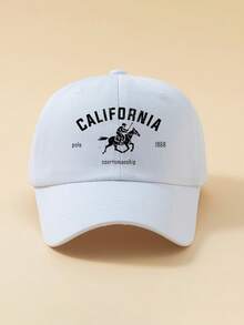 1pc Minimalist Fashion Casual Baseball Cap "CALIFORNIA Polo 1988 Sportsmanship" With City Lettering Pattern, American Retro Style, Versatile Design, High Aesthetic All-Season Decorative Accessory, Essential Fashion Item For Men And Women, Suitable For Outdoor Activities - Baseball Cap - View 2