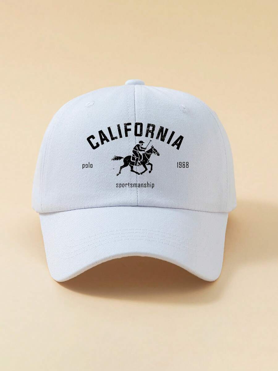 1pc Minimalist Fashion Casual Baseball Cap "CALIFORNIA Polo 1988 Sportsmanship" With City Lettering Pattern, American Retro Style, Versatile Design, High Aesthetic All-Season Decorative Accessory, Essential Fashion Item For Men And Women, Suitable For Outdoor Activities