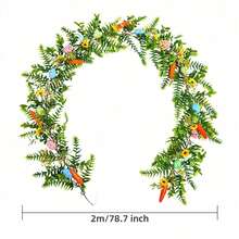 Easter Garland Spring Vine With Easter Eggs, Bow, Carrots Decorations, Spring Assorted Branches Flower Decor, Easter Decorations For Home Kitchen Mantle Fireplace, Indoor Outdoor Holiday Party Decor - Green - View 12