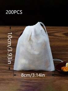 2 Packs 100pcs Disposable Tea Filter Bags With Drawstring, Heat-Sealed Non-Woven Fabric Spice Filter Bags, Tea Bags - Transparent - View 16