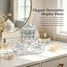 Crystal Pumpkin Carriage Jewelry Storage Organizer Box - Rhinestone Princess Carriage Shaped Jewelry Storage Box, Hand-Painted Jewelry Storage Display Box, Women's Collectible Decorative Ornament - Pumpkin Carriage - View 3