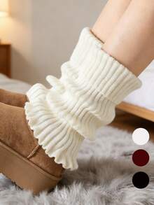 Knitted Leg Warmers, Solid Color Slouchy Boot Socks, Ribbed Knit Calf Socks Leg Covers For Women, Fall Winter Warm Leg Warmers Daily Wear - Multicolor - View 1