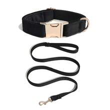 2pcs Set, New Velvet Zinc Alloy Buckle Collar + Leash Suit, Suitable For Large, Medium And Small Pet Dogs, Soft And Comfortable, Durable Zinc Alloy Buckle, Gold Plated, More Sturdy Than Plastic Buckle, Easy To Tighten And Quick Release, Holiday Birthday Gift (Due To Fabric Batch Difference, Slight Color Difference, Random Delivery) - Multicolor - View 5