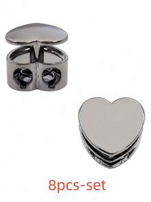 12/8/4/1pc/Set Multi-Functional Heart-Shaped Double-Hole Cord Lock (Silver/Gunmetal/Black), Spring Buckle Adjuster, Commonly Used For Hoodie, Backpack Or Clothing Drawstring Adjustment, Clothing Accessories - Multiple Styles - View 20