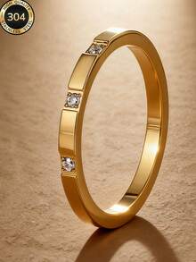 6pcs 18K Gold Plated Stainless Steel Ring Set, Stackable Rings, Clover Design, Ins Style, Waterproof Jewelry, Elegant Rings, Gemstone Rings, Gold Tone Jewelry Set, Exquisite Gift, - Gold - View 6