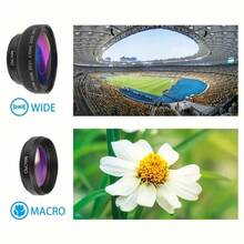 2-In-1 HD Phone Lens Kit - Wide Angle & Macro, Lightweight Design With Portable Bag, Convenient For Shooting Anytime Anywhere, 0.45x Ultra Wide Angle & Macro Lens Set, Optical Zoom Function, Universal Clip Compatible With Smartphones, HD Wide Angle Lens, Phone Camera Lens 2-In-1 Clip-On Lens Kit, 37mm 0.45x 49UV Ultra Wide Angle & Macro Phone Camera Lens, Suitable For Smartphones - 2-in-1 - View 9