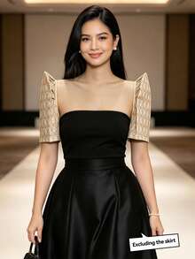 Modern Filipiniana For Women Detachable Butterfly Sleeves For Date, Holiday, Wedding, Vacation - Champagne - View 3