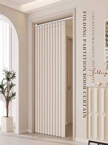 This Minimalist Folding Curtain Serves As A Flexible Partition Between The Living Room And Kitchen. Made Of Polyester Fabric, It Combines Good Rigidity And Durability, Making It An Indispensable Item For Optimizing The Layout Of Small Spaces. The Product Also Comes With Easy-To-Hang Accessories. - Door Curtain - View 6