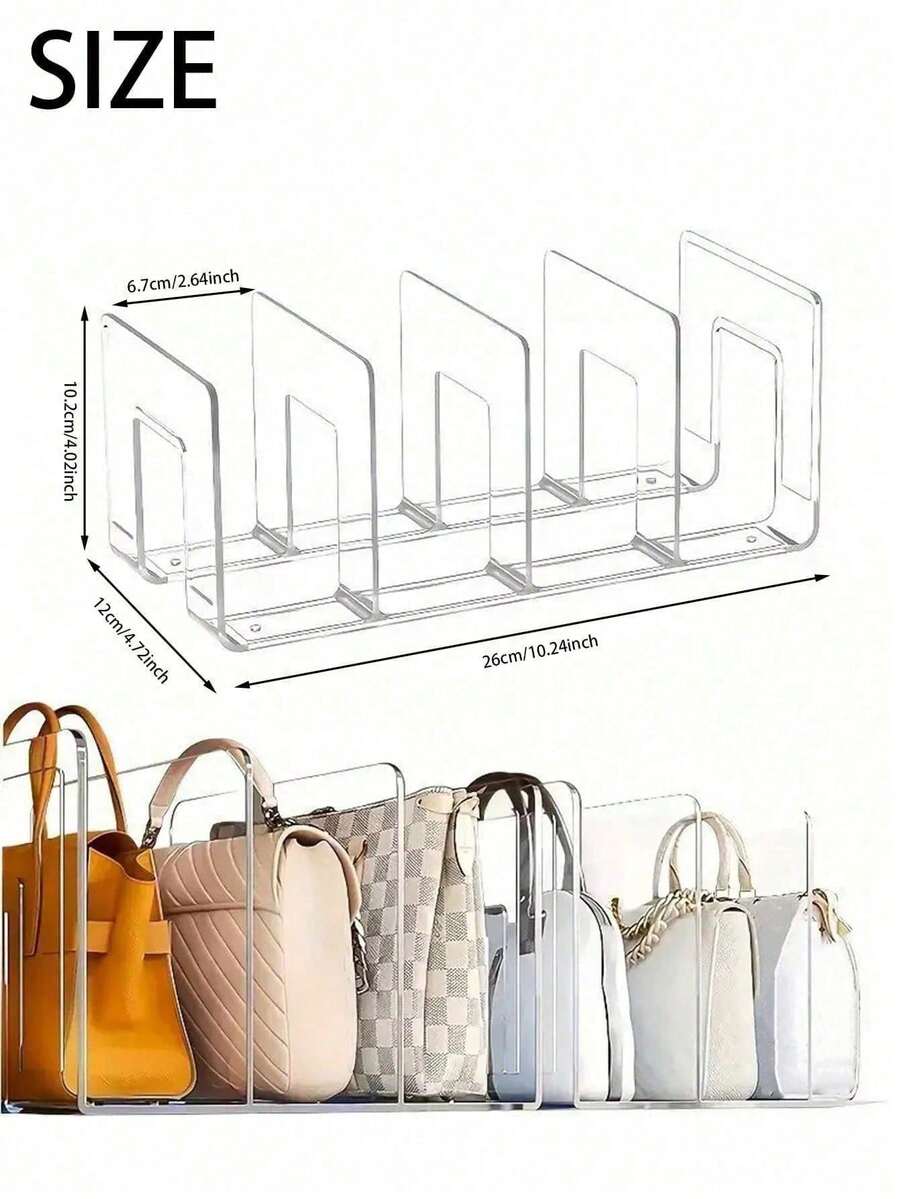 1/4pcs Bag Storage Rack, Space-Saving Storage Rack (Small Size, Only Fits Handbags Or Coin Purses) - Clear - View 1