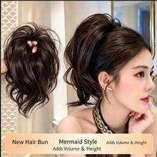 1pc Natural Seamless High Ponytail Hair Extension Band Wrap Convenient Hair Styling - Multicolor - View 2