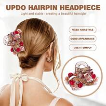 34/26 Pcs Wine Red All In One Makeup Tools Set,26Pcs Makeup Brushes,Flower Red Bead Hair Claw,Wine Red Bow Hairband,2Pcs Clean Sponge,4Pcs Triangle Powder Puffs For Daily Full Face Makeup - Multicolor - View 11