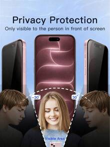 2pcs Anti-Peeping Privacy Tempered Glass Screen Protector, Non-Full Screen, Shatter-Resistant, Compatible With Phone Cases, Compatible With Iphone Duo/18 Pro Max/18 Pro/17 Pro Max/17/17 Pro/17 Air/16 Pro Max/16/16 Pro/16 Plus/15 Pro Max/15/15 Pro/15 Plus/14 Pro Max/14/14 Pro/14 Plus/13 Pro Max/13/13 Pro/12/12 Pro/12 Pro Max/11/11 Pro Max All Series - Black - View 5