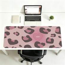 Sweet Y2K Style Pink Leopard Leather Desk Pad, Honey Heart Graphic Waterproof Oilproof Extended Mousepad Leather, Aesthetic Desk Decor For Girls - View 2