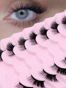 7 Pairs Fluffy Lightweight Soft Half Lash False Eyelashes, Includes Lash Brush And Tweezers Set, 3D Faux Mink Natural Look, Reusable, Suitable For Daily Makeup, Strip Lashes, Lash Clusters, Half Lash Set - Multicolor - View 7