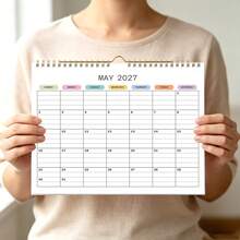 2027 Wall Calendar, 12-Month Large Grid Calendar, Spacious Writing And Memo Space, Colorful Weekday Label Design, Home Office Schedule Planning - Colorful Plaid - View 4