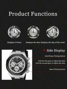 Empire Series Watch, Black Dial Quartz Chronograph, Minimalist Business Casual Wristwatch, GUESS GW0583G1 - Black - View 7