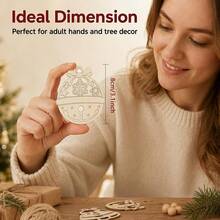 24pcs Wooden Christmas Tree DIY Hanging Ornament Set - Includes Bows & Bells, Holiday Handmade Decoration, Home Christmas Tree Hanging Decor, Creative Gift Box Ornaments - Multicolor - View 5