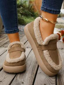2026 New Women's Plush Slippers Winter Warm Soft Sole Fine Fur Cross Strap Indoor - Camel - View 3