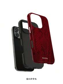 GIIPPA 1件酒紅色蟒蛇紋設計手機殼，適用於Phone 17 Pro Max、16 Pro Max、15 Pro Max、14 Pro Max、11/12/13/14/15/16 Pro Max Plus，韓系高端時尚趣味優雅設計，男女皆宜，聖誕節、情人節、復活節、婚禮季與生日送女友的完美禮物！ - 彩色 - 查看 4