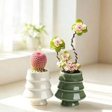 Creative Christmas Tree-Shaped Ceramic Succulent Planter For Gardening, European-Style Small Orchid Pot For Balcony Green Plants - Christmas Tree Stand - View 9