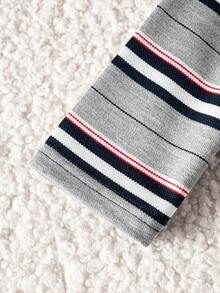 Boys' Gray And Red Striped Casual Fashion Long Sleeve Polo Shirt - Grey - View 8