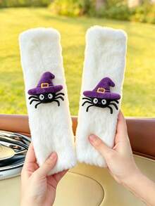1pc/2pcs Car Seat Belt Pad Pumpkin Ghost Decoration Vehicle Seat Belt Protector Halloween Car Interior Decor Soft & Comfortable - A - View 5