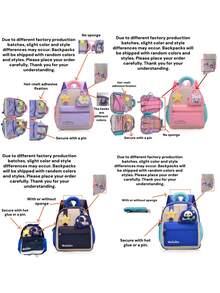 1pc Personalized Custom Backpack Fashionable Cute Unicorn, Panda, Puppy, Astronaut Theme Print, Zipper Closure Nylon Material, Comes With Mini Round Coin Purse, Adjustable Shoulder Strap, Handheld, Suitable For School, Commuting, Shopping, Daily Use. Birthday Gift. - Multicolor - View 9