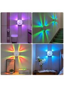 Multi-Color RGB Magnetic Wall Light, USB Rechargeable Motion Sensor LED Night Light, Multi-Light Synchronized Color Changing, Magnetic No-Drill Installation, Stairway Hallway Bedroom Ambient Decorative Lighting - One Size - View 8