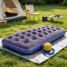1pc Inflatable Mattress - PVC Camping Air Bed, Single/Double Flocked Air Mattress, Quick Inflation And Deflation, Foldable Portable Air Mattress, Suitable For Home Guest Stay, Temporary Bed, Camping, Travel, Comfortable Air Mattress - Multicolor - View 14